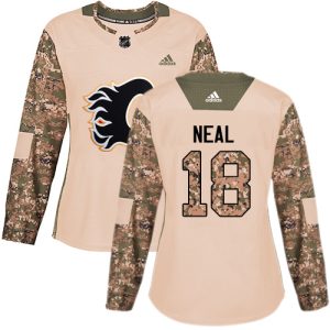 Exquisite Adidas Flames #18 James Neal Camo Authentic 2017 Veterans Day Women's Stitched NHL Jersey