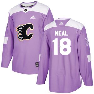 Stunning Adidas Flames #18 James Neal Purple Authentic Fights Cancer Stitched Youth NHL Jersey