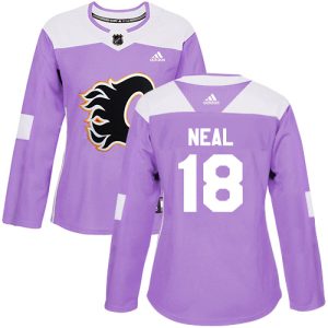 Exquisite Adidas Flames #18 James Neal Purple Authentic Fights Cancer Women's Stitched NHL Jersey