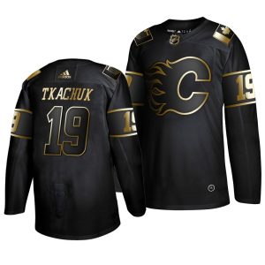 Exceptional Adidas Flames #19 Matthew Tkachuk Men's 2019 Black Golden Edition Authentic Stitched NHL Jersey
