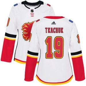 Premium Adidas Flames #19 Matthew Tkachuk White Road Authentic Women's Stitched NHL Jersey