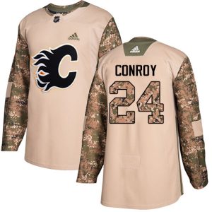 Stunning Adidas Flames #24 Craig Conroy Camo Authentic 2017 Veterans Day Stitched NHL Jersey