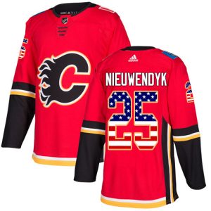 Superior Adidas Flames #25 Joe Nieuwendyk Red Home Authentic USA Flag Stitched NHL Jersey