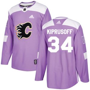 Exquisite Adidas Flames #34 Miikka Kiprusoff Purple Authentic Fights Cancer Stitched NHL Jersey
