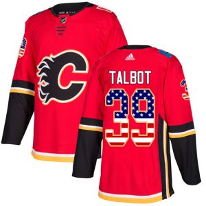 Splendid Adidas Flames #39 Cam Talbot Red Home Authentic USA Flag Stitched NHL Jersey