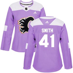 Splendid Adidas Flames #41 Mike Smith Purple Authentic Fights Cancer Women's Stitched NHL Jersey