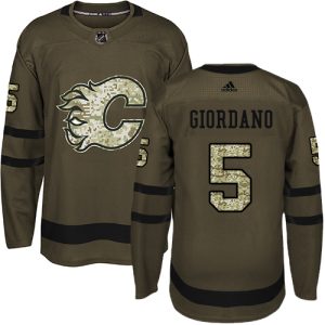 Splendid Adidas Flames #5 Mark Giordano Green Salute to Service Stitched NHL Jersey