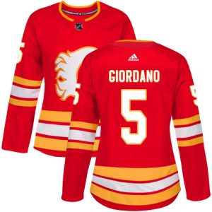 Superior Adidas Flames #5 Mark Giordano Red Alternate Authentic Women's Stitched NHL Jersey