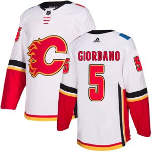 Exquisite Adidas Flames #5 Mark Giordano White Road Authentic Stitched NHL Jersey
