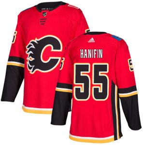 Exquisite Adidas Flames #55 Noah Hanifin Red Home Authentic Stitched NHL Jersey