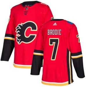 Superior Adidas Flames #7 TJ Brodie Red Home Authentic Stitched Youth NHL Jersey