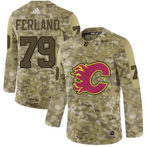 Stunning Adidas Flames #79 Michael Ferland Camo Authentic Stitched NHL Jersey