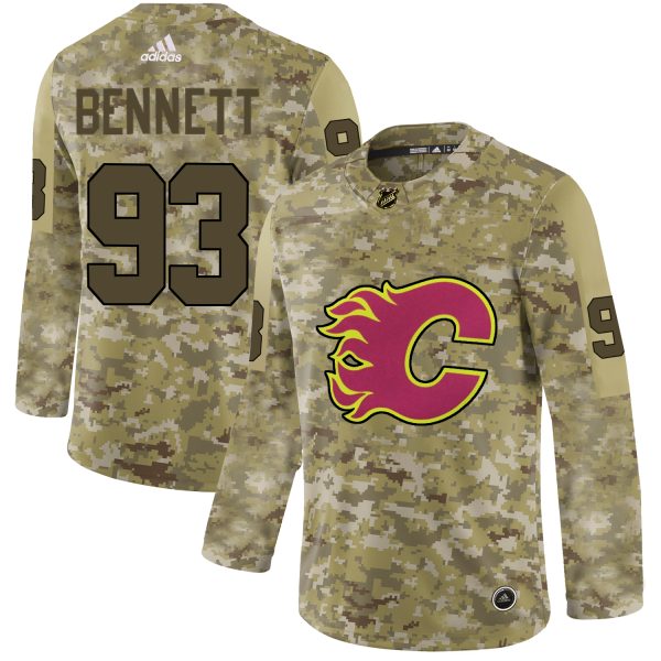 Stunning Adidas Flames #93 Sam Bennett Camo Authentic Stitched NHL Jersey