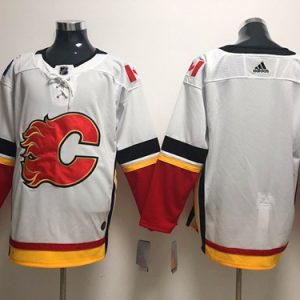 Magnificent Adidas Flames Blank White Road Authentic Stitched NHL Jersey