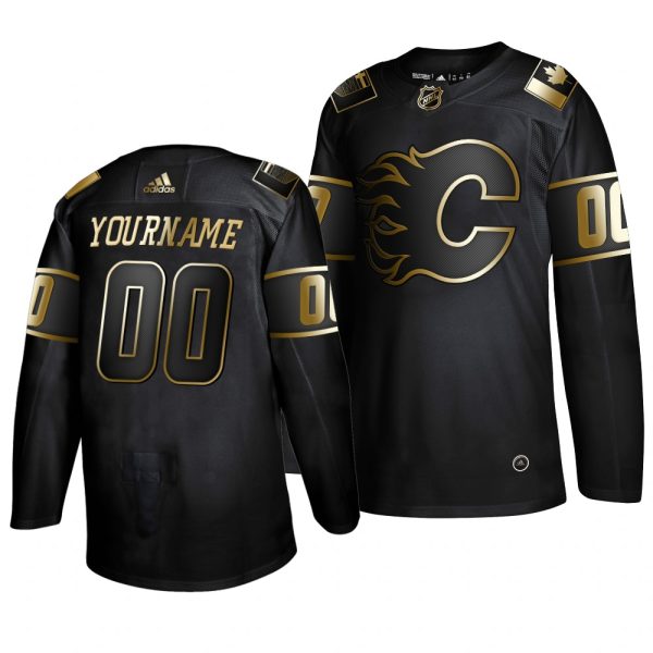 Outstanding Adidas Flames Custom Men's 2019 Black Golden Edition Authentic Stitched NHL Jersey