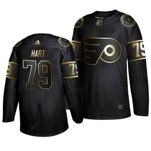 Splendid Adidas Flyers #79 Carter Hart Men's 2019 Black Golden Edition Authentic Stitched NHL Jersey