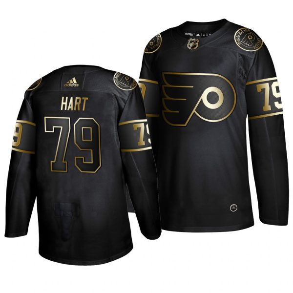 Splendid Adidas Flyers #79 Carter Hart Men's 2019 Black Golden Edition Authentic Stitched NHL Jersey