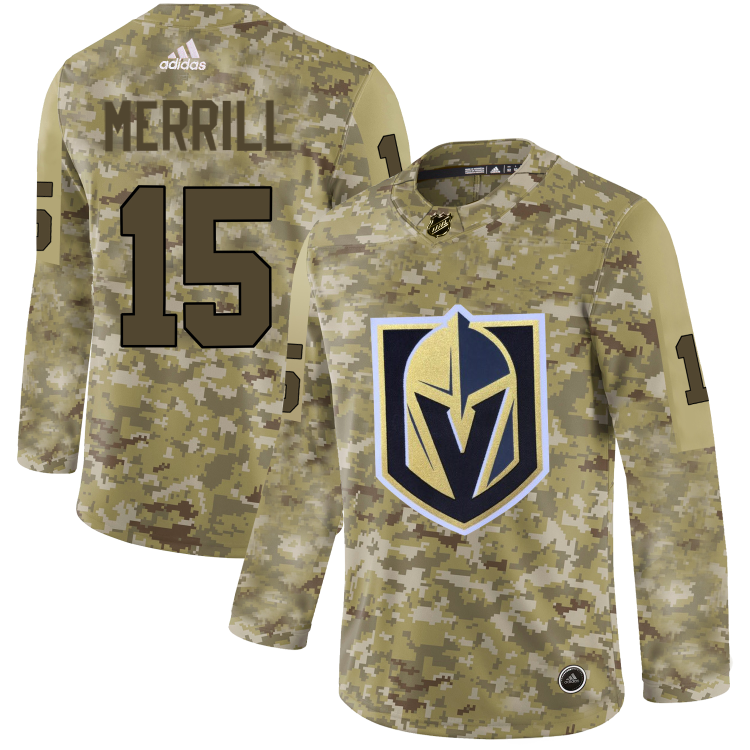 Premium Adidas Golden Knights #15 Jon Merrill Camo Authentic Stitched NHL Jersey