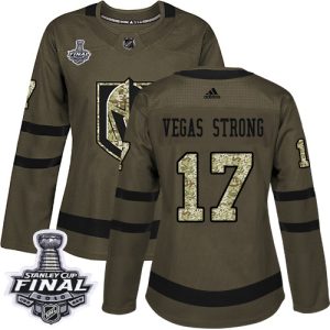 Premium Adidas Golden Knights #17 Vegas Strong Green Salute to Service 2018 Stanley Cup Final Women's Stitched NHL Jersey