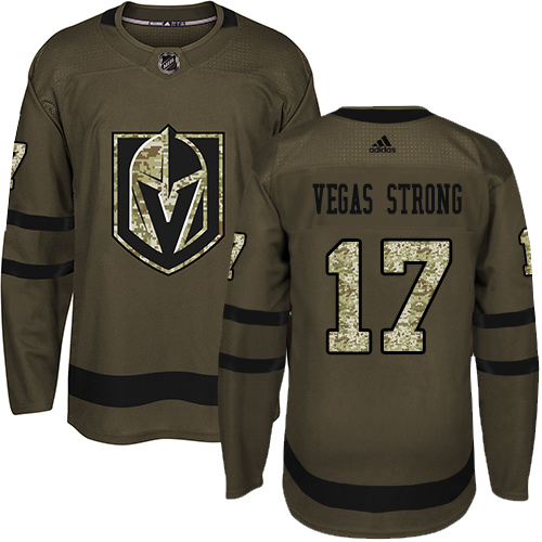 Exceptional Adidas Golden Knights #17 Vegas Strong Green Salute to Service Stitched Youth NHL Jersey