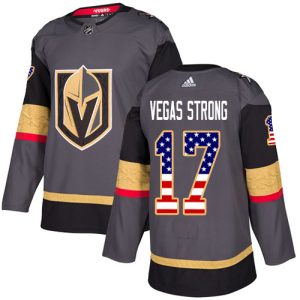 Exquisite Adidas Golden Knights #17 Vegas Strong Grey Home Authentic USA Flag Stitched NHL Jersey