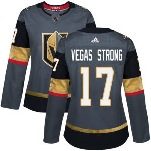 Gorgeous Adidas Golden Knights #17 Vegas Strong Grey Home Authentic Women's Stitched NHL Jersey