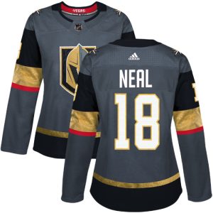Stunning Adidas Golden Knights #18 James Neal Grey Home Authentic Women's Stitched NHL Jersey
