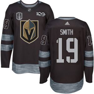 Stunning Adidas Golden Knights #19 Reilly Smith Black 2023 Stanley Cup Final Patch 100th Anniversary Stitched NHL Jersey
