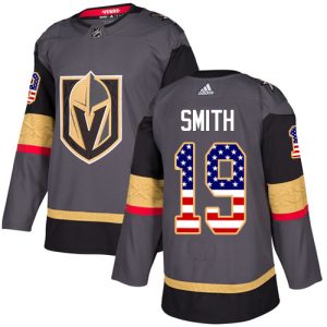 Premium Adidas Golden Knights #19 Reilly Smith Grey Home Authentic USA Flag Stitched Youth NHL Jersey