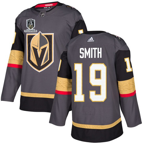 Magnificent Adidas Golden Knights #19 Reilly Smith Grey Youth 2023 Stanley Cup Champions Home Authentic Stitched NHL Jersey