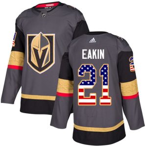 Magnificent Adidas Golden Knights #21 Cody Eakin Grey Home Authentic USA Flag Stitched NHL Jersey