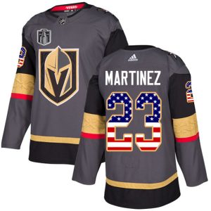 Exquisite Adidas Golden Knights #23 Alec Martinez Grey 2023 Stanley Cup Final Patch Home Authentic USA Flag Stitched NHL Jersey