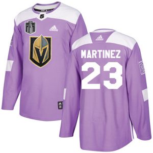 Premium Adidas Golden Knights #23 Alec Martinez Purple 2023 Stanley Cup Final Patch Authentic Fights Cancer Stitched NHL Jersey