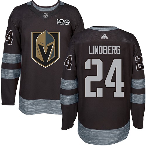 Splendid Adidas Golden Knights #24 Oscar Lindberg Black 1917 2017 100th Anniversary Stitched NHL Jersey