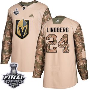 Exquisite Adidas Golden Knights #24 Oscar Lindberg Camo Authentic 2017 Veterans Day 2018 Stanley Cup Final Stitched Youth NHL Jersey
