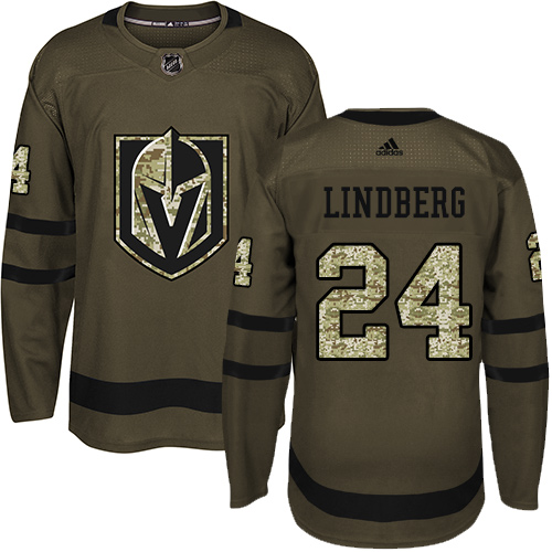 Splendid Adidas Golden Knights #24 Oscar Lindberg Green Salute to Service Stitched Youth NHL Jersey