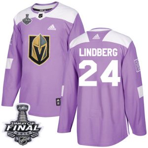 Exquisite Adidas Golden Knights #24 Oscar Lindberg Purple Authentic Fights Cancer 2018 Stanley Cup Final Stitched NHL Jersey