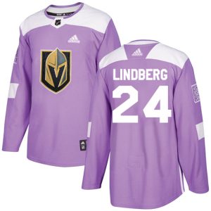 Outstanding Adidas Golden Knights #24 Oscar Lindberg Purple Authentic Fights Cancer Stitched Youth NHL Jersey