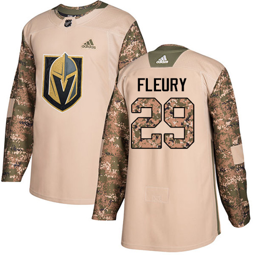Premium Adidas Golden Knights #29 Marc Andre Fleury Camo Authentic 2017 Veterans Day Stitched Youth NHL Jersey