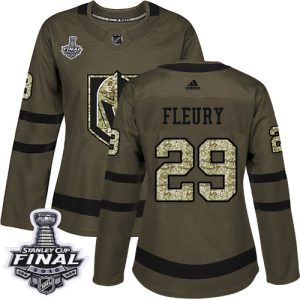 Magnificent Adidas Golden Knights #29 Marc Andre Fleury Green Salute to Service 2018 Stanley Cup Final Women's Stitched NHL Jersey
