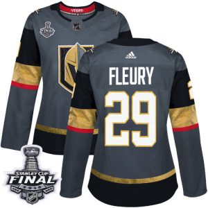 Premium Adidas Golden Knights #29 Marc Andre Fleury Grey Home Authentic 2018 Stanley Cup Final Women's Stitched NHL Jersey
