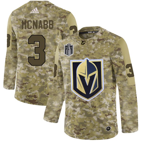Outstanding Adidas Golden Knights #3 Brayden McNabb Camo Youth 2023 Stanley Cup Final Patch Authentic Stitched NHL Jersey