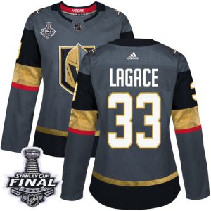 Exceptional Adidas Golden Knights #33 Maxime Lagace Grey Home Authentic 2018 Stanley Cup Final Women's Stitched NHL Jersey
