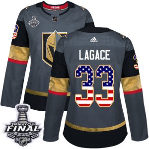 Magnificent Adidas Golden Knights #33 Maxime Lagace Grey Home Authentic USA Flag 2018 Stanley Cup Final Women's Stitched NHL Jersey