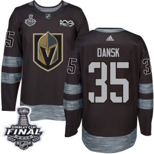 Gorgeous Adidas Golden Knights #35 Oscar Dansk Black 1917 2017 100th Anniversary 2018 Stanley Cup Final Stitched NHL Jersey