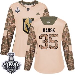 Gorgeous Adidas Golden Knights #35 Oscar Dansk Camo Authentic 2017 Veterans Day 2018 Stanley Cup Final Women's Stitched NHL Jersey
