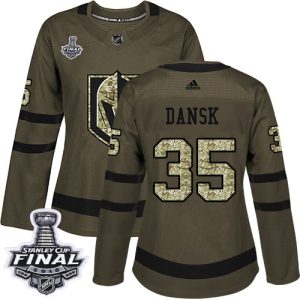 Gorgeous Adidas Golden Knights #35 Oscar Dansk Green Salute to Service 2018 Stanley Cup Final Women's Stitched NHL Jersey