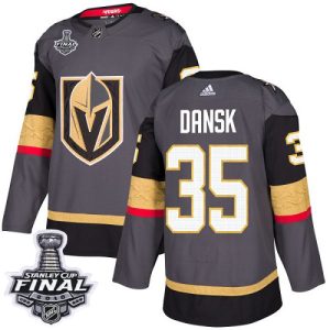 Stunning Adidas Golden Knights #35 Oscar Dansk Grey Home Authentic 2018 Stanley Cup Final Stitched Youth NHL Jersey