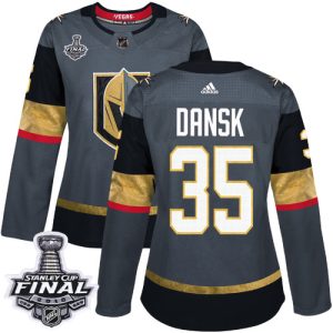 Splendid Adidas Golden Knights #35 Oscar Dansk Grey Home Authentic 2018 Stanley Cup Final Women's Stitched NHL Jersey
