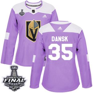 First - rate Adidas Golden Knights #35 Oscar Dansk Purple Authentic Fights Cancer 2018 Stanley Cup Final Women's Stitched NHL Jersey